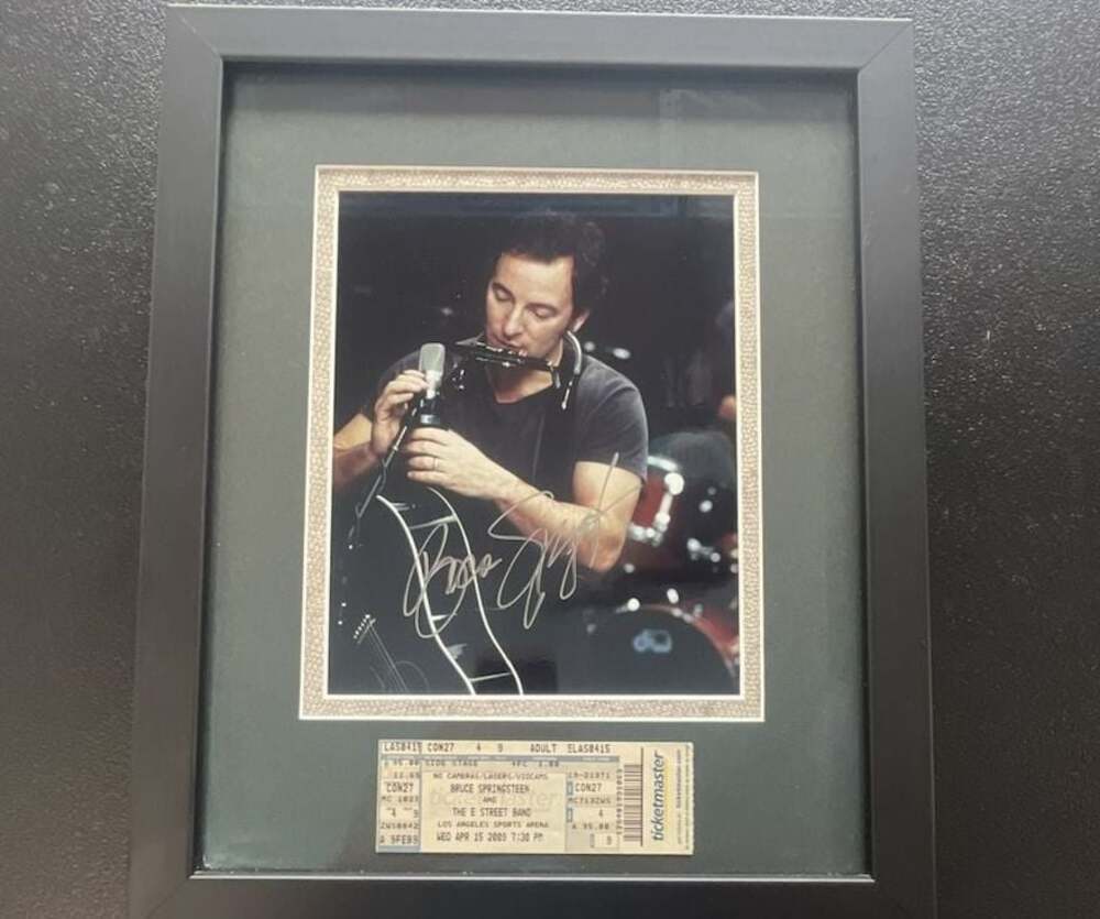 Bruce Springsteen Signed Autographed 8x10 Photo with Ticket Stub Framed